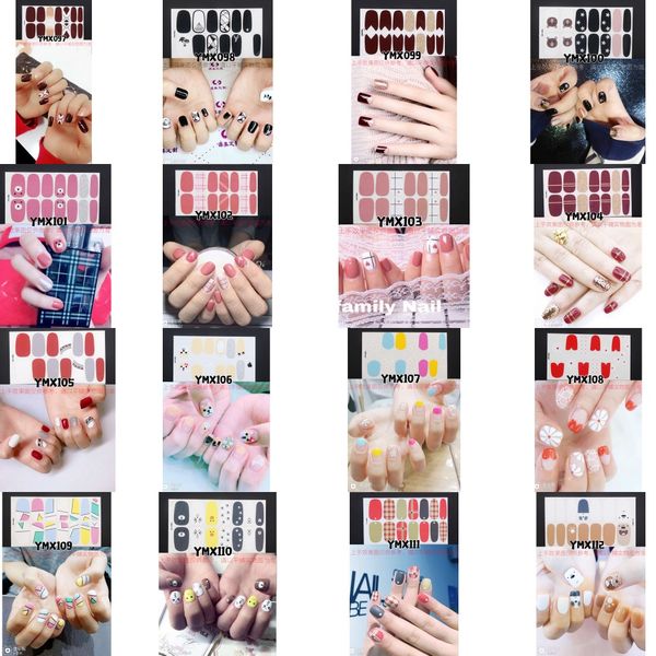 

nail art full-cover sticker sheet 14tips sticker polish ymx097-112, Black