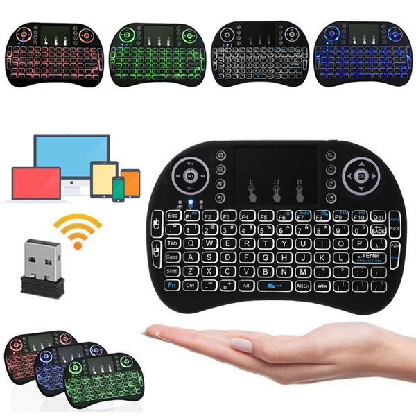 

2.4g wireless backlit keyboard mini rii i8 with touchpad air mouse backlight game led keyboard for mini pc tablet android tv box