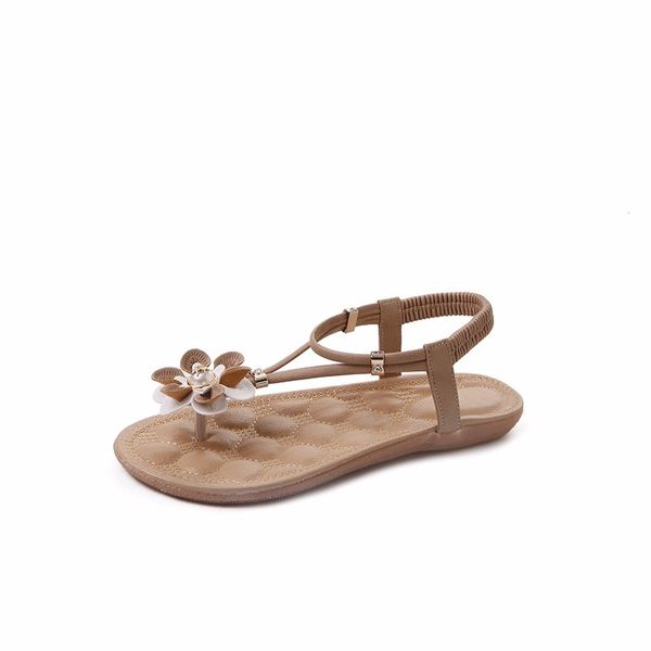 

summer female sandals stones gemstone sandals and slippers clip flat student shoes beach shoes, Black