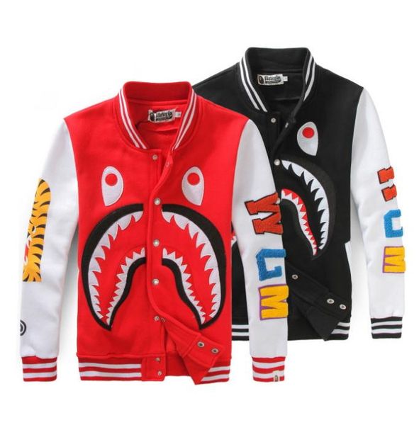 

men's baseball hoodies printing casual coat shark head coat american style fashion plus size loose sweatshirts black skateboard hoodies
