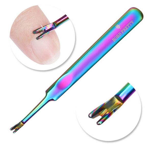 

нержавеющая сталь радуга ногти кутикула толкатель нож для ногтей вилка ниппель пинцет picker steel маникюр инструменты для ногтей