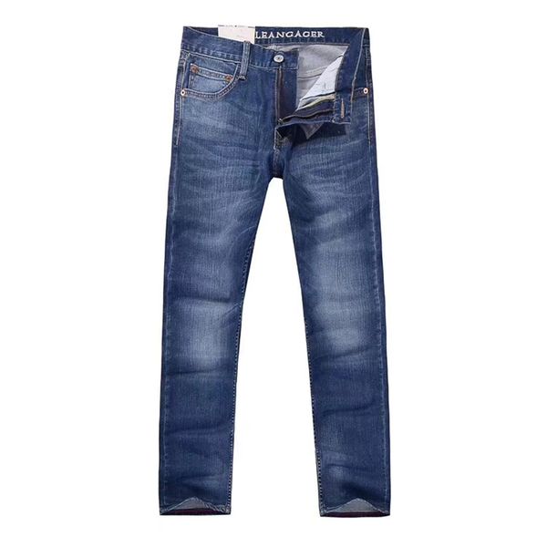 

vomint 2018 new brand men's casual jeans elasticity cotton fabric common wash waistband letter printing basic blue jeans gy70492