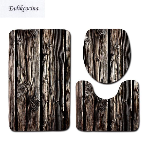 

3pcs 6 styles banyo wood grain bathroom carpet toilet type bath mat set non slip tapis salle de bain alfombra bano