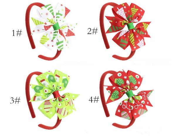 

christmas girls bowknot hair band head hoop baby girl children hair accessories baby hair hoop with big bow kids hairsticks hairclips, Slivery;white