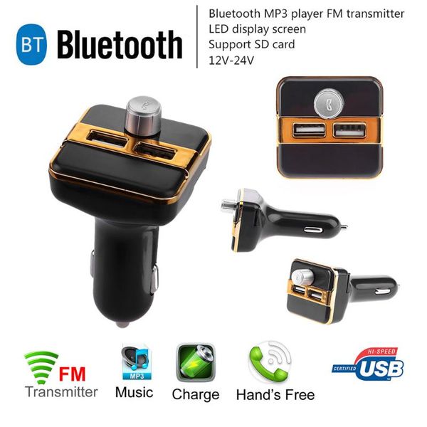 

vodool 1pc wireless bluetooth handscar kit fm transmitter mp3 player with led display dual usb car charger