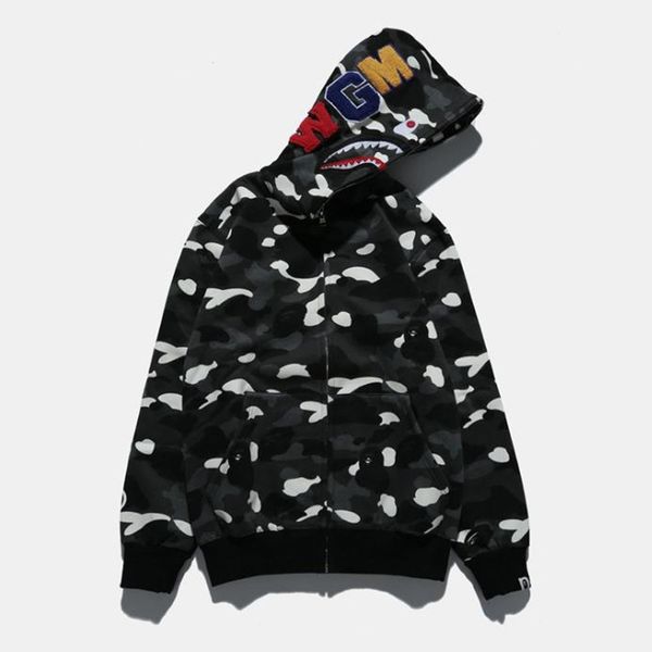 

марка мужская толстовка shark head свитер дизайнер толстовка street hip hop night light камуфляж hoodie свитер пальто пара, Black