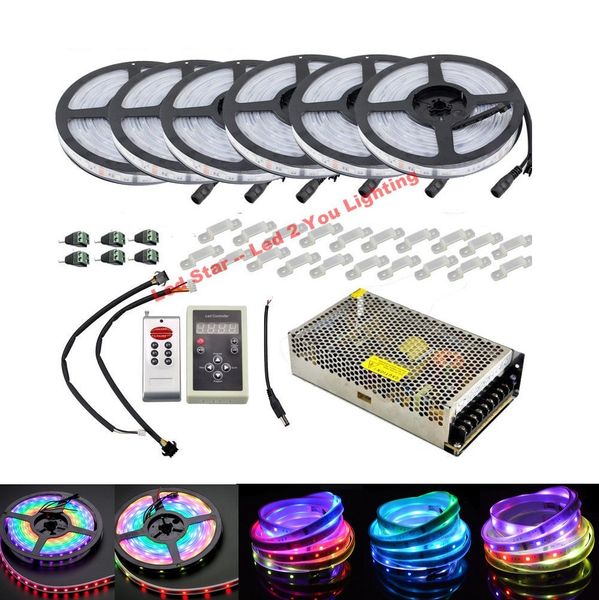 

6803 ic led strips light 5m 10m 20m 30m 150led ip67 waterproof smd 5050 rgb dream magic color led strip+ controller + power supply