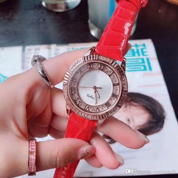 

dressl women watches luxury designer quartz wristwatch rhinestone leather strap female watch for ladies gift relojes mujer, Slivery;brown