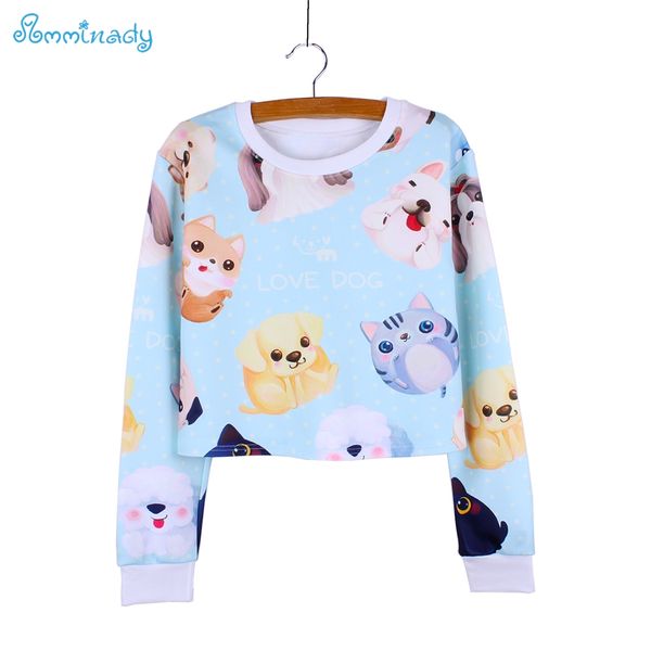 

мультфильм милые собачки распечатать женские кофты женские осенние одежда оптом harajuku для девочек и пиджаки x- кроп-пуловеры, Black