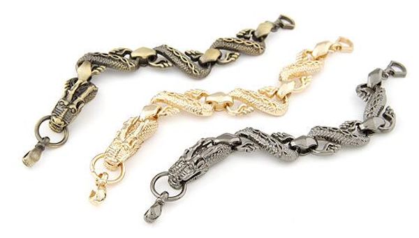 Requintado e elegante metal auspicioso dragão e pulseira estilo cobra