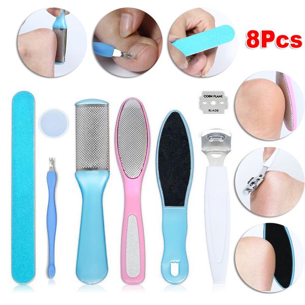 

8pcs nail files professional pedicure foot hard dry dead skin remover tools stainless steel pedicure professional nail art tools