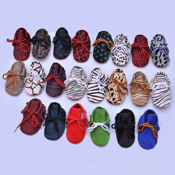 

2018 new baby moccasins shoes infant genuine leather leopard print first walkers soft bottom tassel toddler shoes 44colors