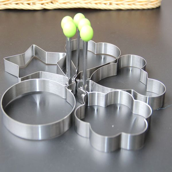 

stainless steel fried egg mold creative cake mold thickened opp package frying egg mold 5 models mixed
