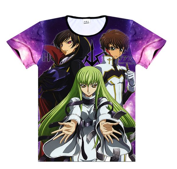 

2017 new code geass cosplay t-shirt anime men t shirt summer cotton tees code geass t shirt lelouch of the rebel, White;black