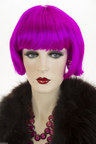 

synthetic purple short straight hair wigs cos, Black;brown