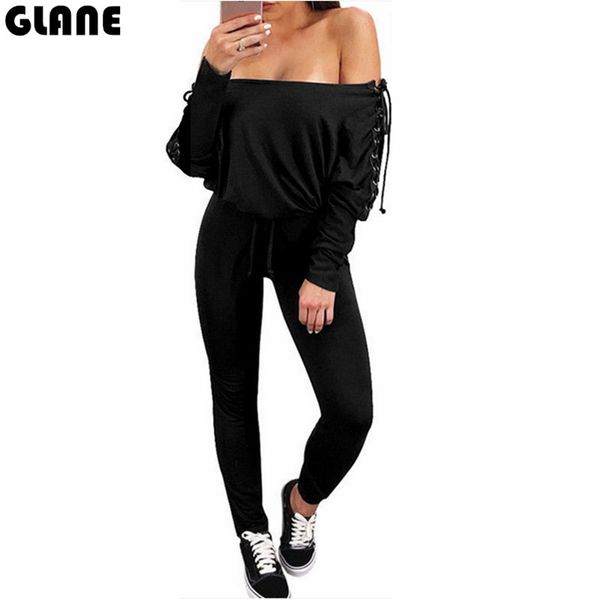 

2018 spring and summer off shoulder dot rompers harness backless overalls lace up bandage jumpsuit, Black;white