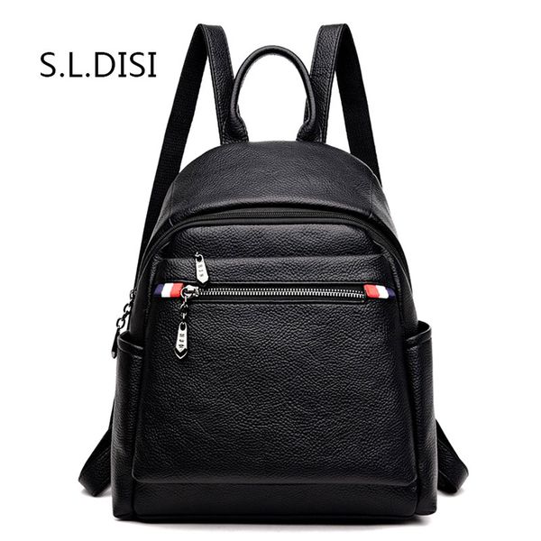

s.l.disi women waterproof backpack pu leather shoulder bag for teenager girls school bags vintage casual