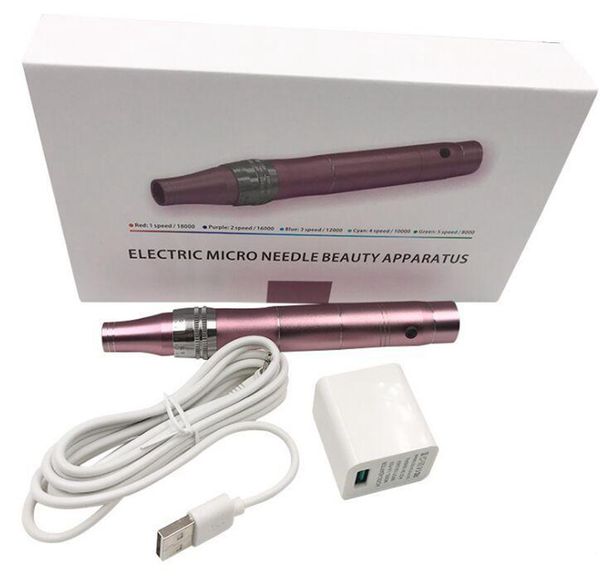 

rechargeable auto electric derma dr pen microneedle roller fits threaded screw needles cartridge tips skin care wrinkle removal