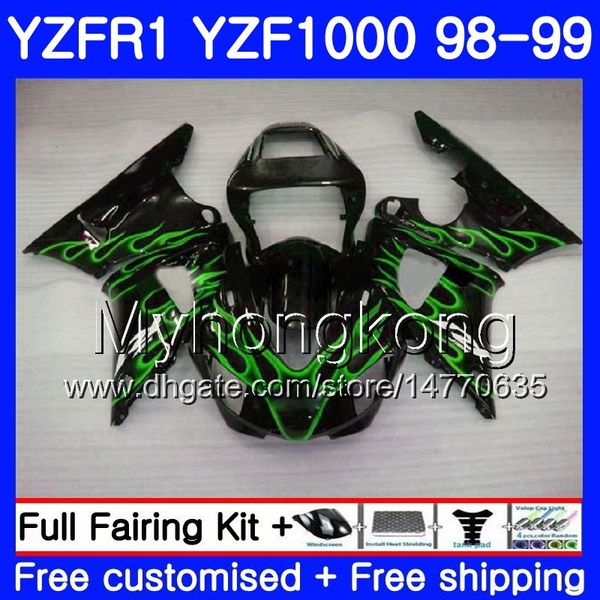 Carroçaria Para YAMA YZF R 1 YZF 1000 YZF1000 YZFR1 98 99 Armação 235HM.16 YZF-1000 YZF-R1 98 99 Corpo Chama Verde Quente YZF R1 1998 1999 Carenagem