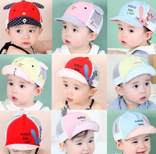 Estate neonato cappelli con visiera berretto da baseball cappello a rete cappello morbido cartone animato grondaia per bambini cappello da sole protezione solare MZ01