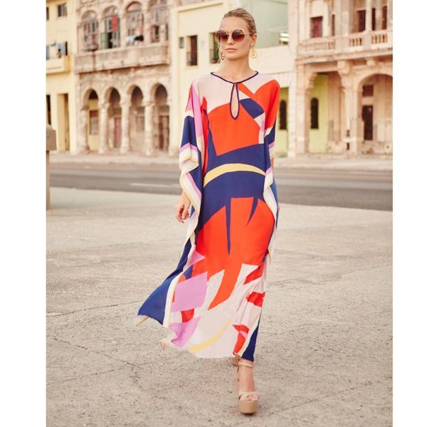 

ailunsnika women loose kaftan summer dresses fashion casual multicolor plus size short sleeve split beach long dress robe femme, White;black