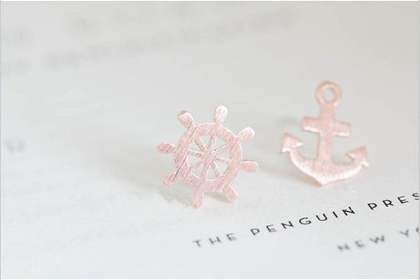 

fashion gold stud earrings rudder and anchor stud earring personality sailor stud earrings wholesale ing, Golden;silver