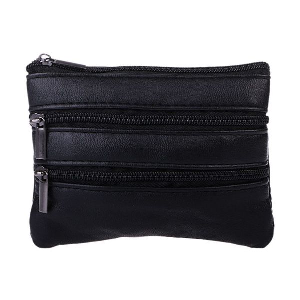 

women fashion mini purse coin pouch card key ring leather wallet pouch zipper small change bag, Red;black
