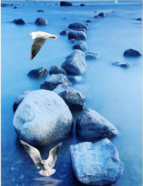 

aesthetic sea and sea sky 3d floor 3d landscape painting self adhesive wallpaper