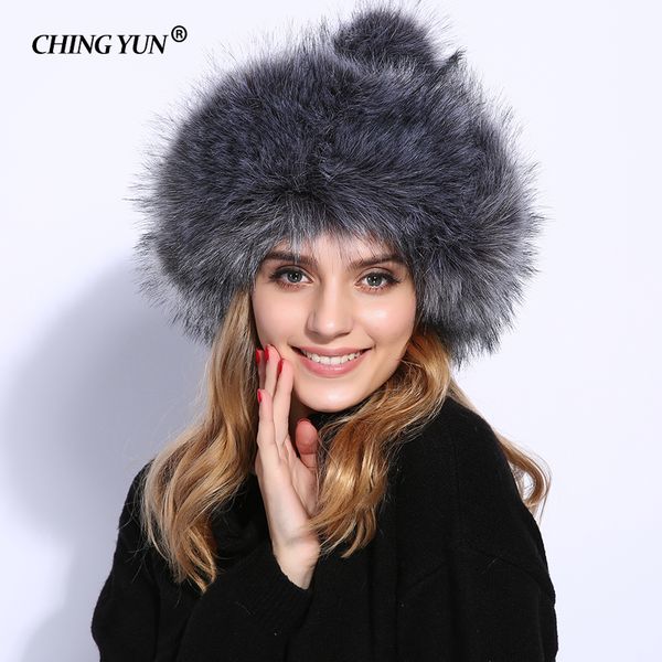

ching yun 2019 new women winter bomber pilotkeep warm cap hat lady warm fashion red chic hats women accessories faux hair, Blue;gray