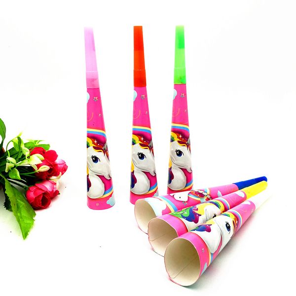 

6pcs/lot unicorn trumpets unicorn baby shower horns birthday party supplies noise makers birthday party decoration