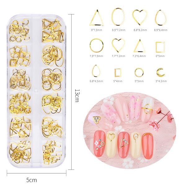 

newly arrived mix style boxed 3d metal nail art decorations tool hollow star nail designs french manicure decorations diy accessories, Silver;gold
