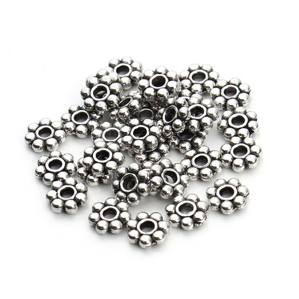 

200pcs/lot 5mm antique silver daisy flower metal carved spacer beads fit bracelet necklace spacer ring jewelry findings f3408, Bronze;silver