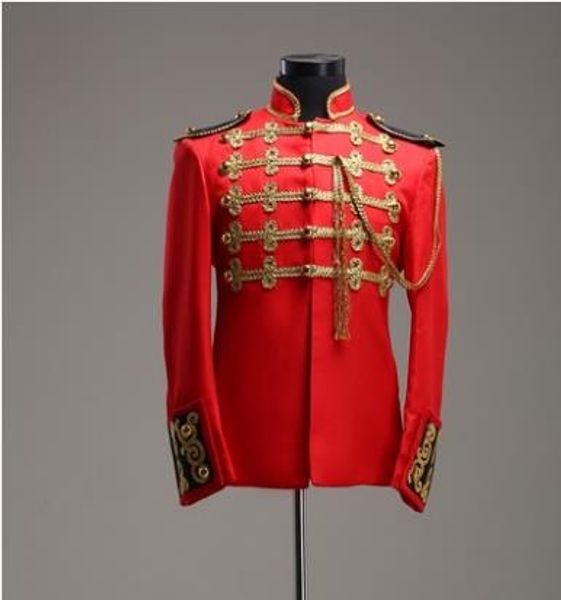 

men suits designs epaulette tassel terno stage costumes for singers men blazer dance clothes jacket star style royal dress red, White;black