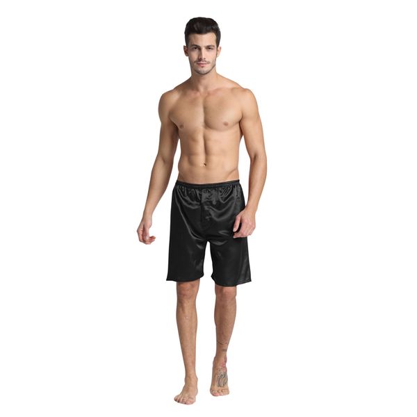 

men's sleep bottoms 100% silk boxer shorts underwear pajamas satin sleepwear silk pyjamas short pants summer, Black;brown