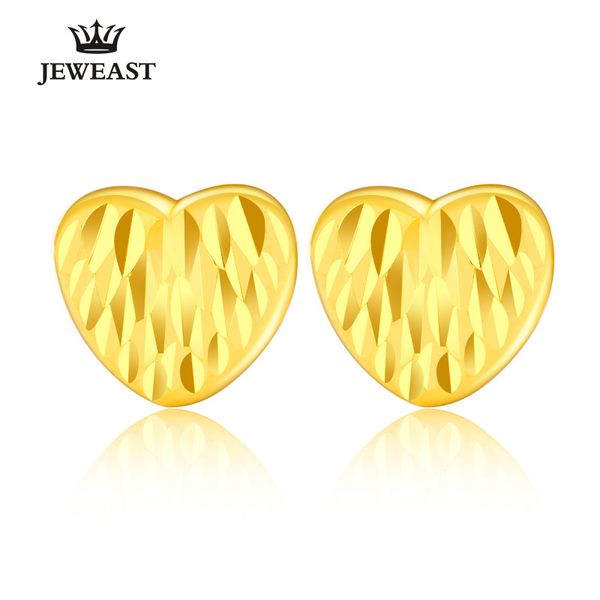 

24k pure gold earring real au 999 solid gold earrings elegant heart upscale trendy classic party fine jewelry sell new 2018, Golden;silver