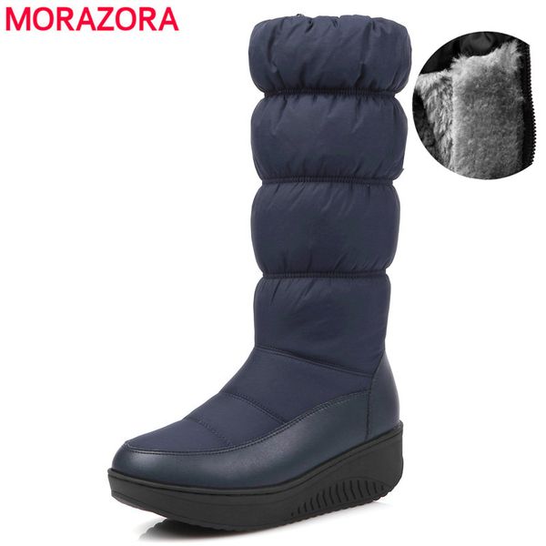 

russia 2019 new fashion snow boots women waterproof mid calf boots female platform winter warm ladies shoes botas, Black