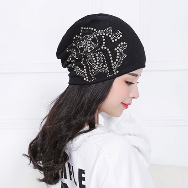 

turtleneck cap female heap heap hip-hop drilling cap baotou confined women wholesale baldheaded chemotherapy hat