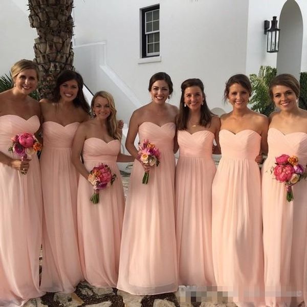 2018 Cheap Country Wedding Bridesmaid Dress Chiffon Pleats A Line