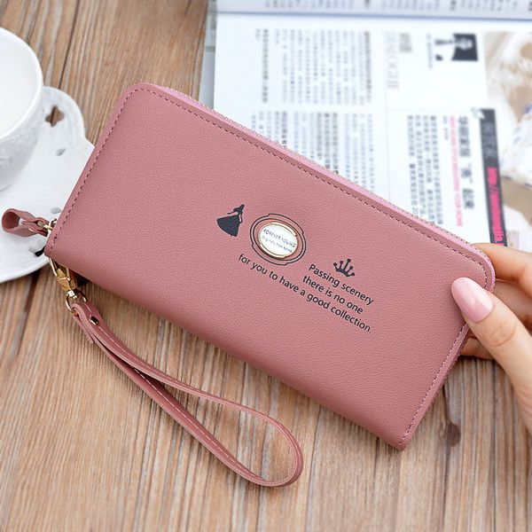 

a han edition pure color large capacity zipper wallet long 2018 new female mobile phone bag wholesale zero purse, Red;black