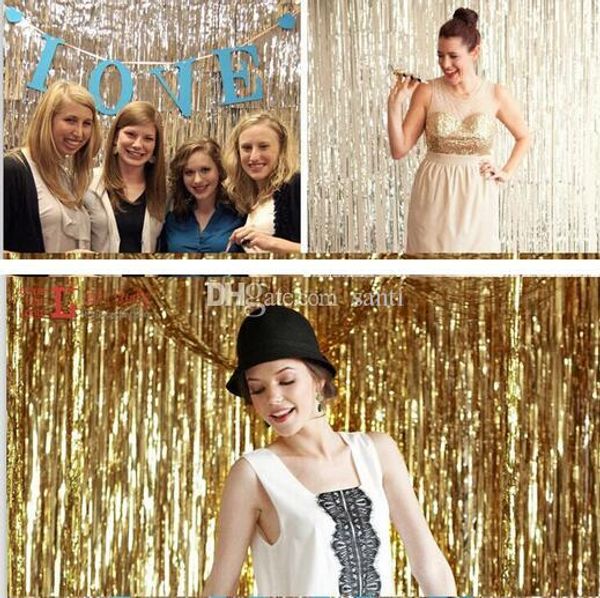 

горячий праздничный 1x2 метра золотая фольга бахрома мишура занавес кисточкой гирлянды свадебная фотография фон день рождения украшения