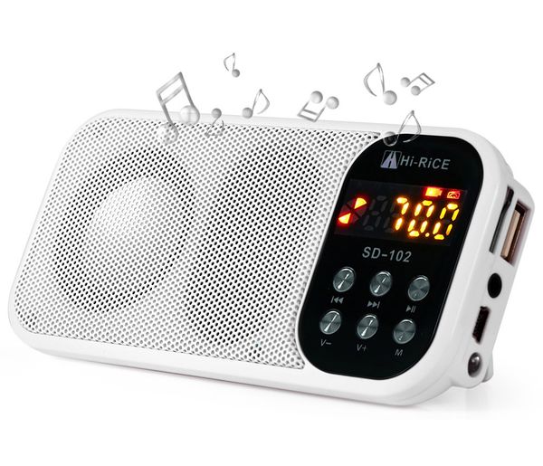 LED display USB Micro SD Card MP3 FM Radio Torch Digital Speakers Hi-Rice SD-102