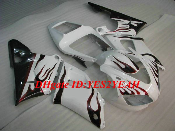 Kit carena moto personalizzata per YAMAHA YZFR1 98 99 YZF R1 1998 1999 YZF1000 ABS Fiamme bianco nero Set carene + Regali YS11