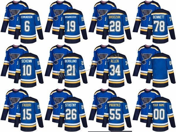 

2018 St. Louis Blues Jersey Custom 10 Brayden Schenn 55 Colton Parayko Ice Jerseys 26 Paul Stastny 34 Jake Allen 21 Patrik Berglund Blue