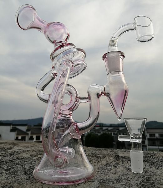 Nuovo arrivo due bong ad acqua in vetro bong ad acqua per pipa ad acqua perc dab Recycler Oil Rigs