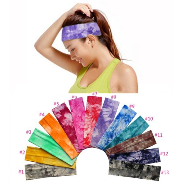 

new 13 tie-dye cotton sports headband floral yoga run elastic cotton rope absorb sweat kids head band, Slivery;white