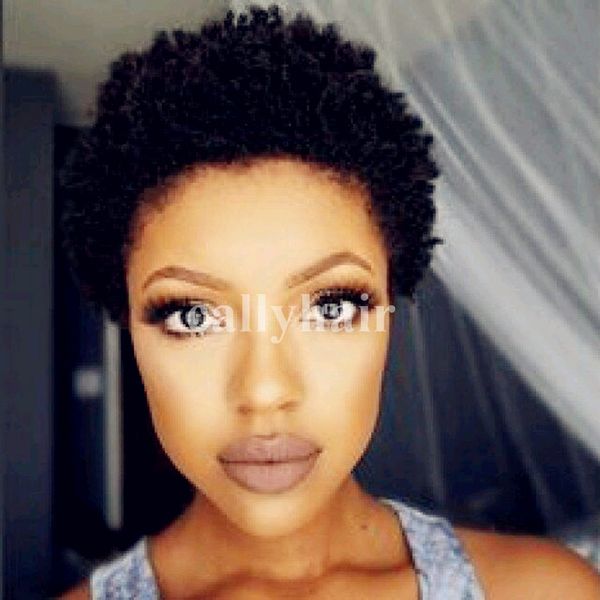 100 Brazilian Human Hair Short Pixie Glueless Wigs Black Very