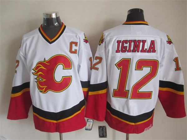 

men 12 jarome iginla jersey calgary flames 2 al macinnis 9 lanny mcdonald 10 gary roberts vintage ccm stitched hockey jerseys, Black;red