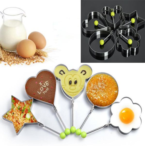 

5pcs/set creative stainless steel fried eggs model egg pancake breakfast omelet pan kitchen cooking omelette model wholesale price