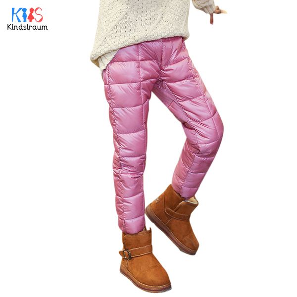 

kindstraum 2018 winter kids thick down pants super warm girls solid straight wear elastic waist trousers for children,rc1630, Blue