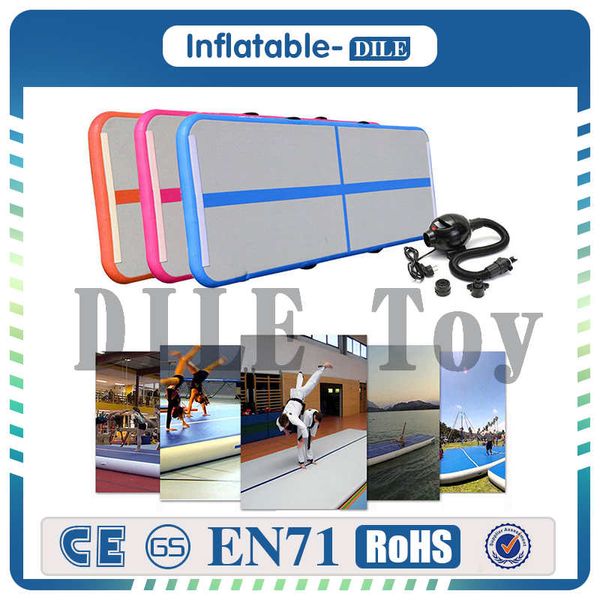 Hochwertige 3 x 0,9 x 0,1 m aufblasbare Air Track-Fitnessgeräte, Tumble Track Yoga-Matte, Hersteller von aufblasbaren Gymnastikmatten mit kostenloser Pumpe